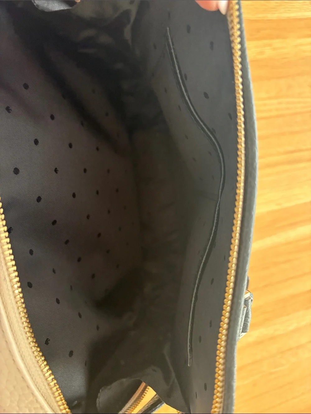 kate spade Cream and Black Pebbled Leather Dome Satchel